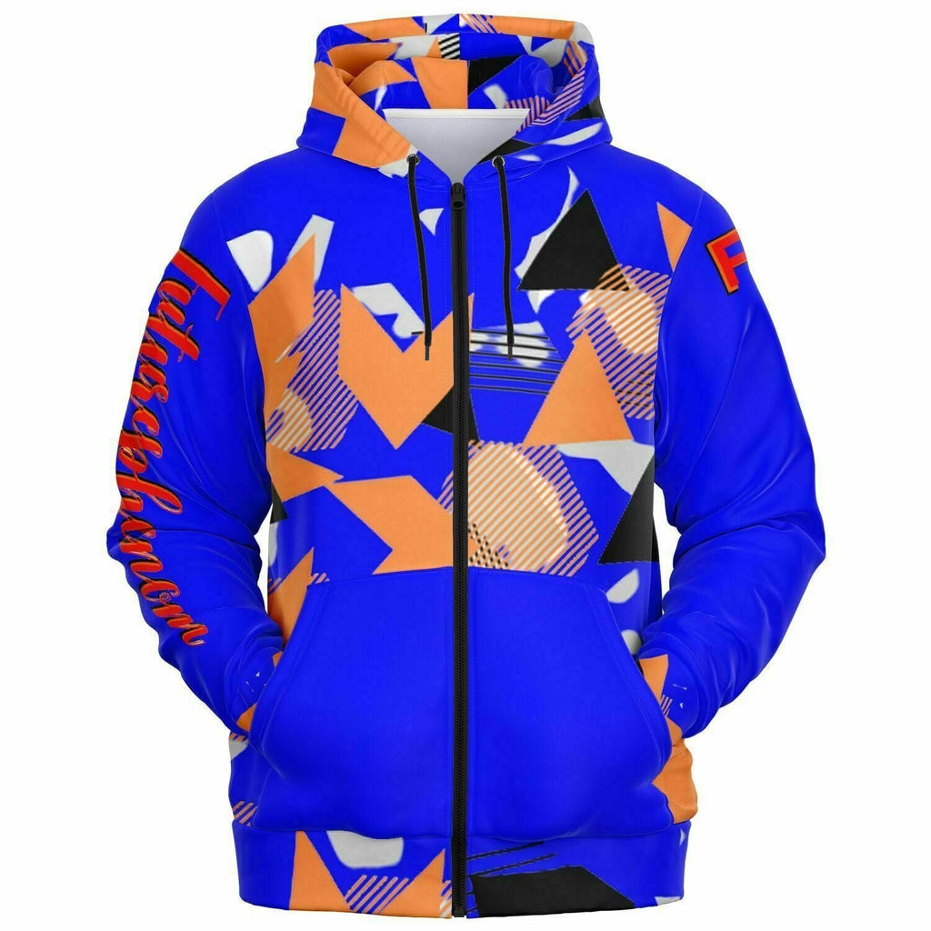 Fashion Zip-Up Hoodie - AOP Abstract blue signature edition hoodie