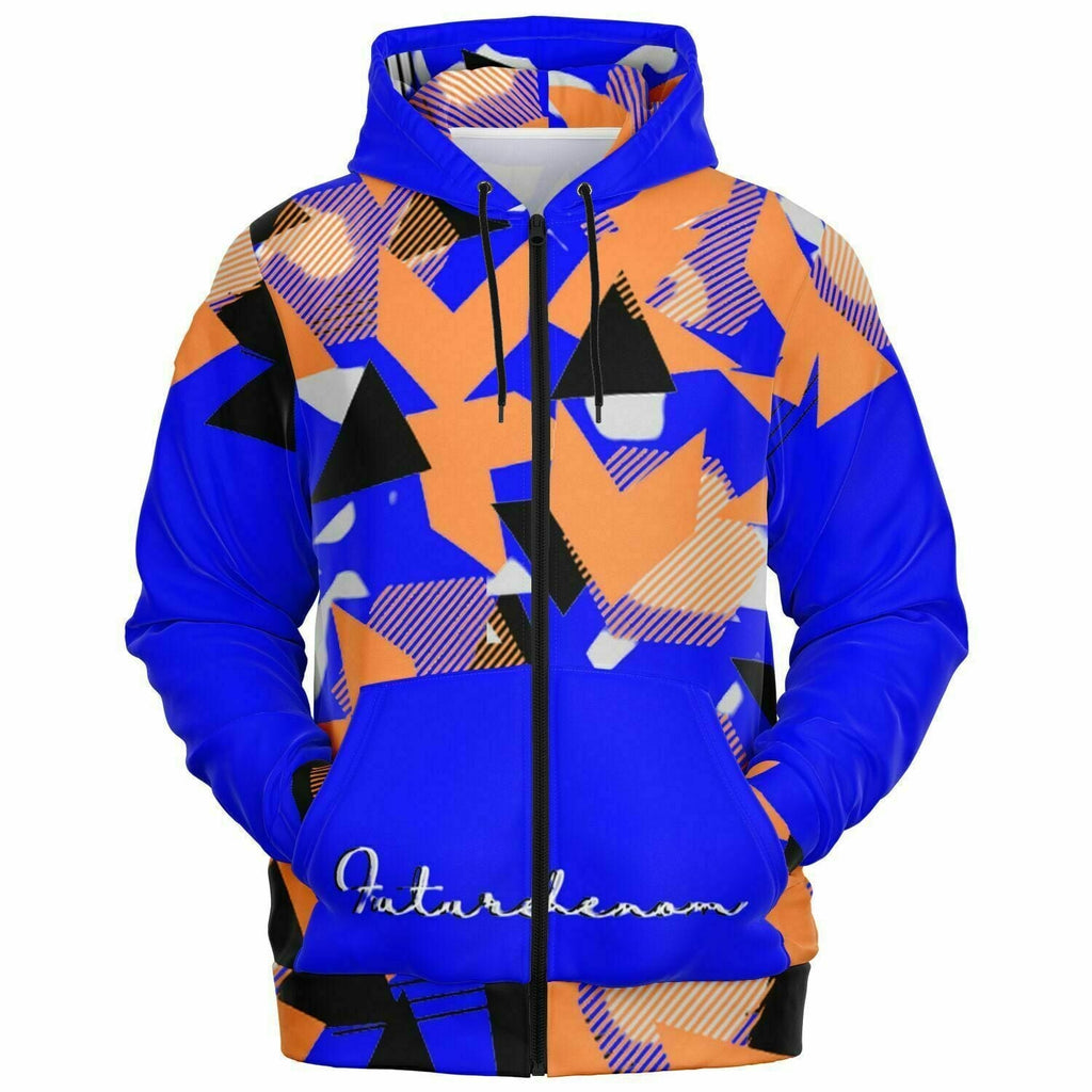 Fashion Zip-Up Hoodie - AOP Abstract blue zipped hoodie