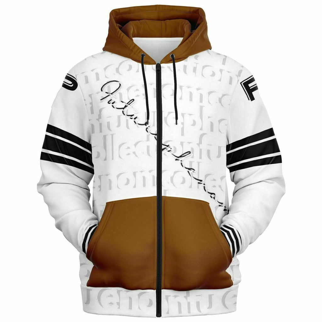 Fashion Zip-Up Hoodie - AOP Phenom all over brown-white signature hoodie