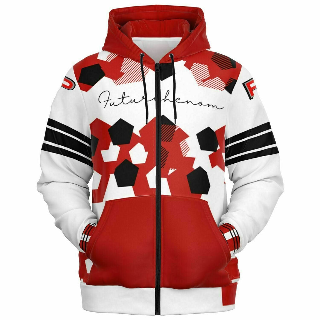 Fashion Zip-Up Hoodie - AOP Protect the shield signature edition red hoodie